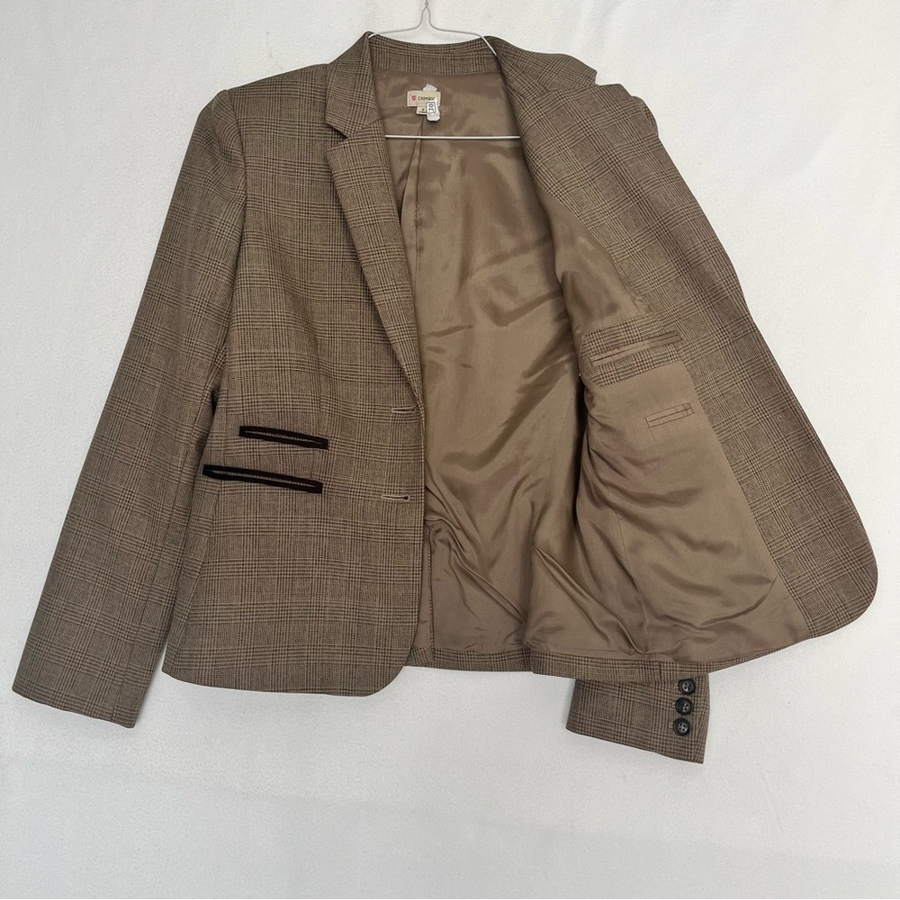 Daniel Cremieux Women's Blazer Plaid Elbow Patch Brown Preppy Tailored Cozy Sz 8 - Picture 7 of 15
